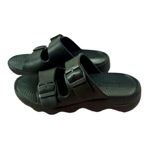 Skechers Black Dual-Buckle Slide Sandals